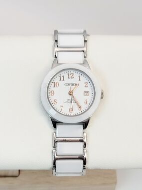 Aureole SW‑481L Ladies Ceramic Watch Sapphire Glass White Silver Japan Quartz